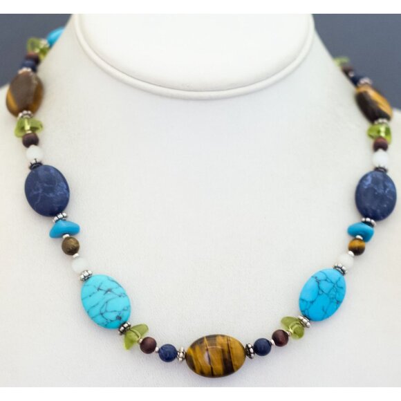 18 inch, Vintage Bohemian Stone Beads Elegant Beaded Necklace - G50 - Picture 2 of 3